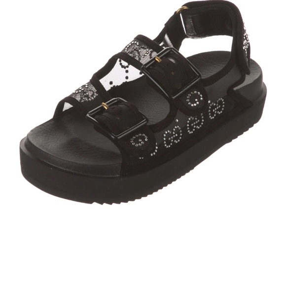 Gucci Black Sandals with Silver Accents - Picture 1 of 10
